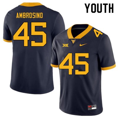 Youth West Virginia Mountaineers NCAA #45 Derek Ambrosino Navy Authentic Nike Stitched College Football Jersey AH15J33UX